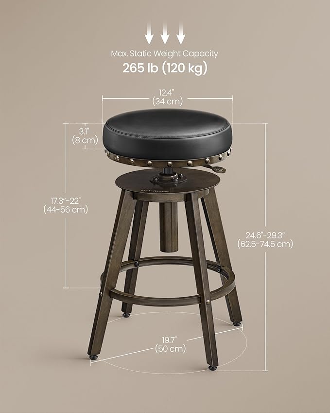 SONGMICS HOME Bar Stools, Steampunk Counter Stool - Image 3