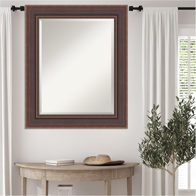 Amanti Art Brown Wall Mirror 30x36 Moab Brown Bronze Rectangle Bathroom Mirror - Image 6