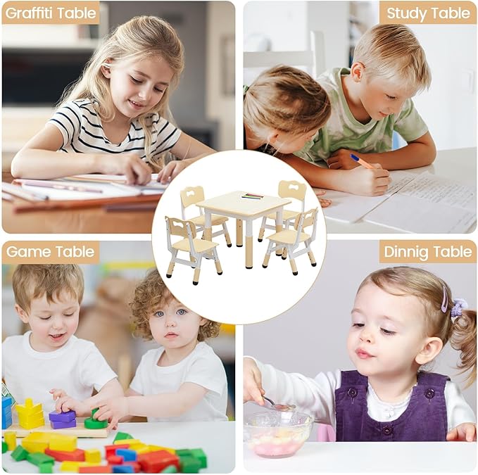 GarveeHome Toddler Table and 4 Chairs Set - Image 7
