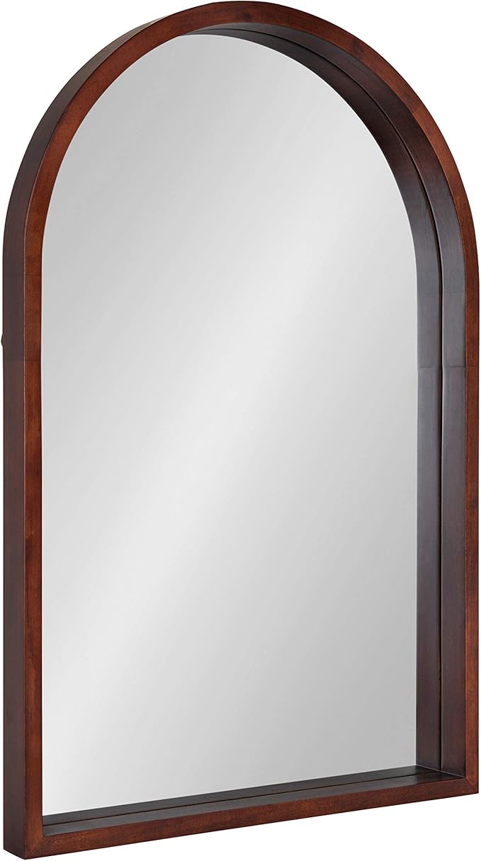 Kate and Laurel Hutton MidCentury Modern Farmhouse Arch Mirror, Walnut Brown by KateandLaurel