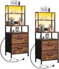 WLIVE Nightstand Set of 2 with Charging Station, LED Night Stand Sets with 2 by WLIVE