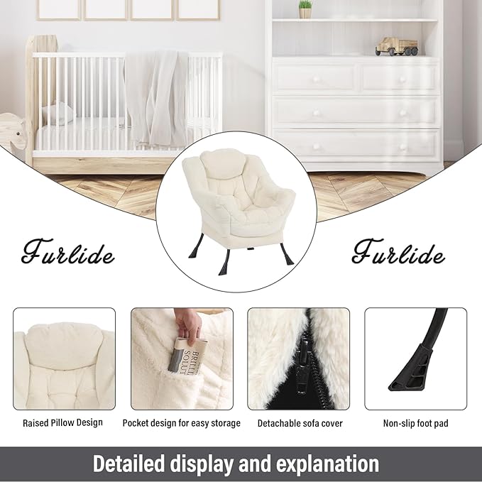 Lazy Chair with Ottoman, Modern Chair with Folding Footrest, Lounge Accent Chair - Image 4