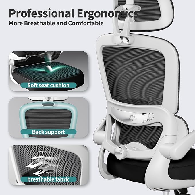 TRALT Office Chair Ergonomic Desk Chair, 330 LBS Home Mesh Office Desk Chairs - Image 3