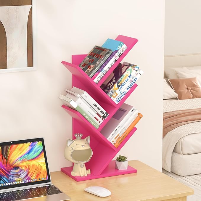 5 Tier Tree Book Shelf, Small Desktop Bookshelf - Image 4