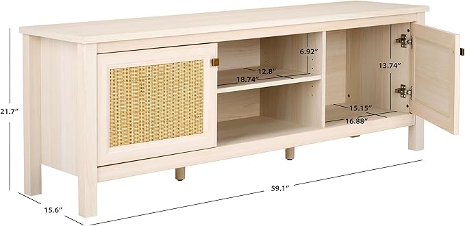 SAFAVIEH Evane TV Stand for up to 65" Flatscreen – Bleached White & Natural - Image 2
