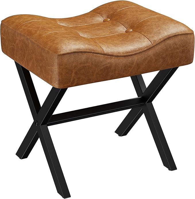 18-Inch Large Leather Vanity Stool, Vanity Chair by MEMOBARCO