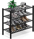 Haddockway 4 Tier Bamboo Shoe Rack Storage Organizer, Small Space 27"x11"x26" by Haddockway