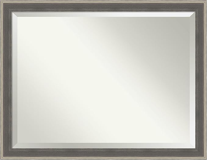 Amanti Art Grey Wall Mirror 35x45 Cottage Grey Silver Rectangle Bathroom Mirror by AmantiArt
