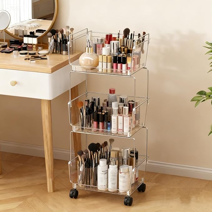 YCIA&DONE 3 Tier Rolling Cart, Storage Shelf Organizer - Image 6
