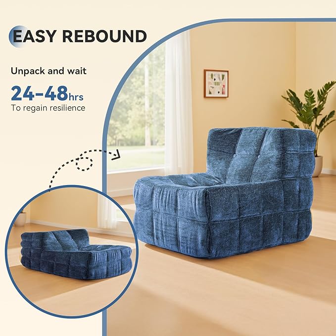 Bean Bag Chair, Soft Chenille Pre-Filled Lazy Chair Floor Sofa Bean Bag Chair - Image 5