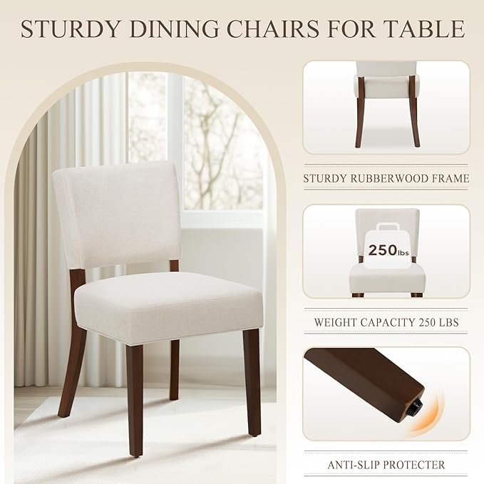 COLAMY Mid Century Modern Dining Chairs Set of 4, Upholstered Kitchen Chairs - Image 3