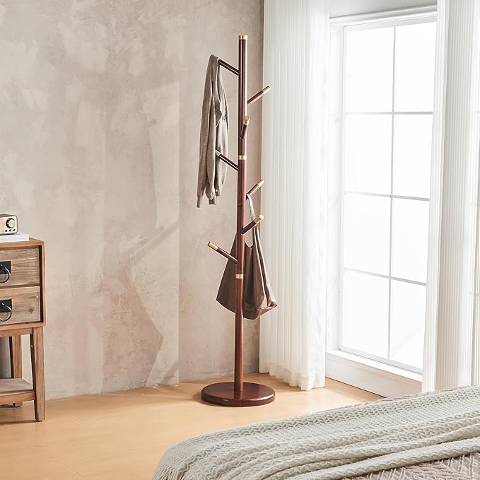 CozyDH Coat Rack Freestanding Solid Wood Coat Rack Stand, Coat Tree Freestanding - Image 8