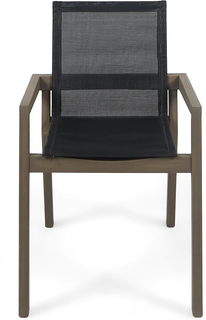 Merax Mesh Seating Solid Wood Dining Chairs Set of 2, French Country Style - Image 2