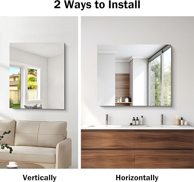 Frameless Mirror, 30x36 inch Rectangle Bathroom Mirror - Image 4