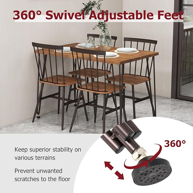Tangkula Dining Table Set for 4, Kitchen Table and Chairs Set of 4 w/Metal Frame - Image 7