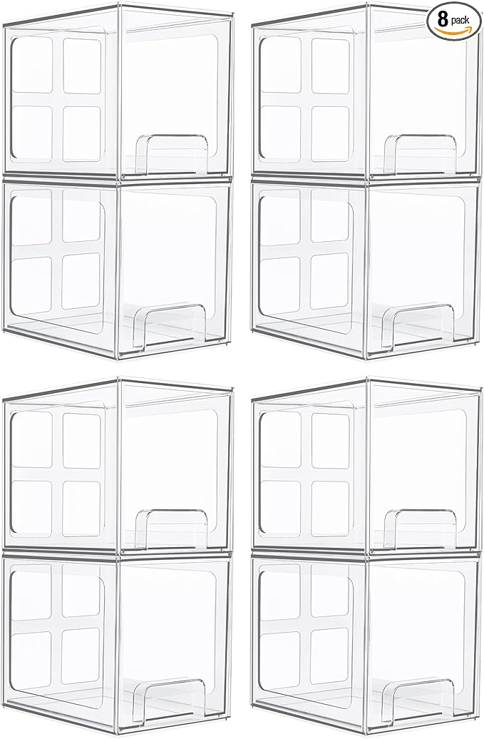 Vtopmart 8 Pack Stackable Under Sink Organizer Drawers, Baby Bottles, Cleaning by Vtopmart