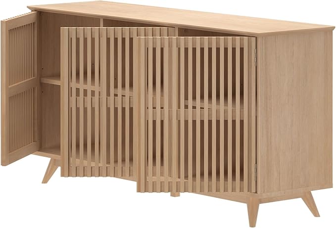 Plank+Beam Mid-Century Modern Wood TV Stand, Three Door Solid Wood - Image 12