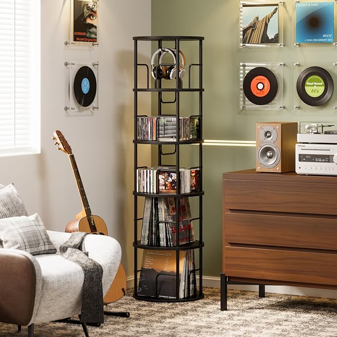 5 Tier Rotating Bookshelf, 360 Display Spinning Corner Bookshelf, Space-Saving - Image 2