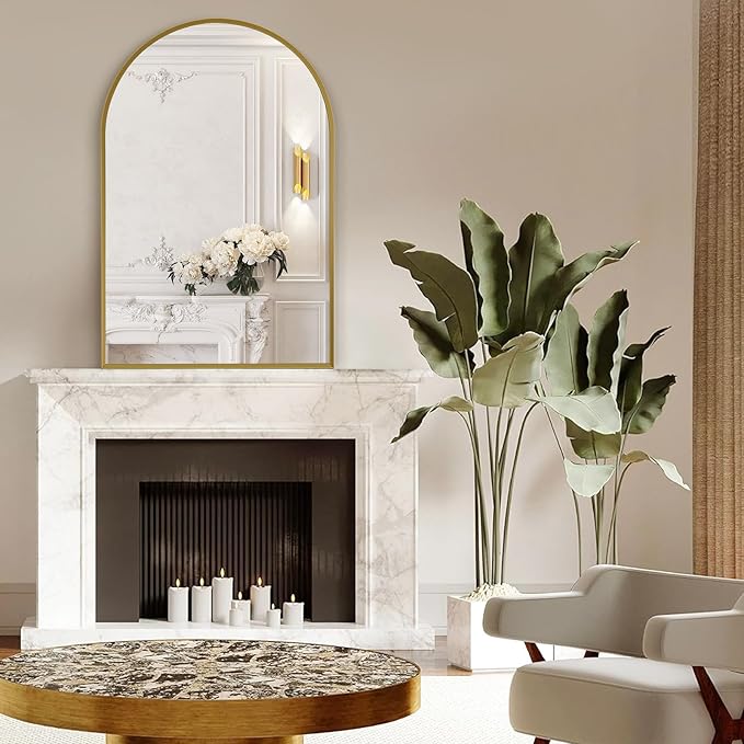 28" x 36" Gold Arched mirror, Large Arch Bathroom Vanity Wall Mirror, Modern - Image 5