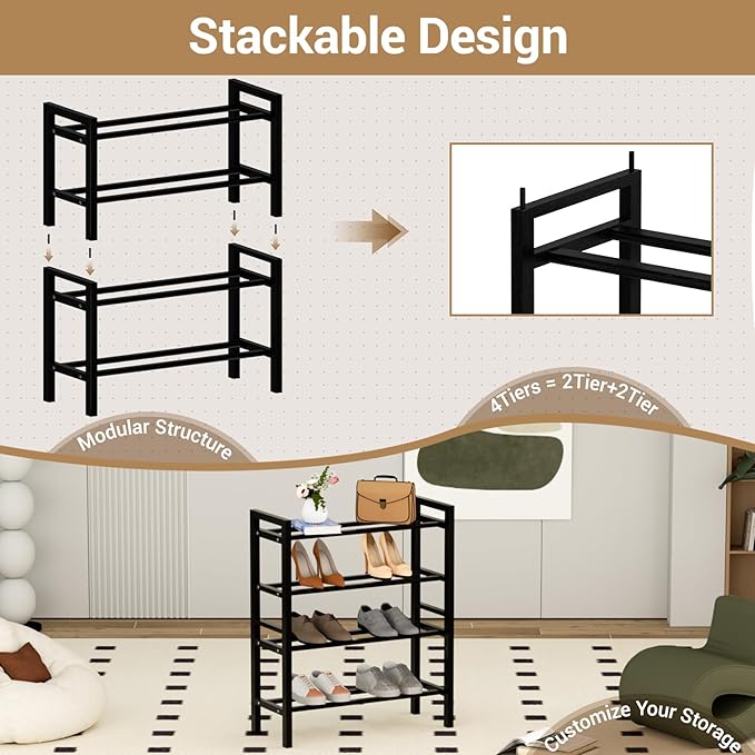 Haddockway Bamboo Shoe Rack for Closet, Free Standing Shoe Organizer - Image 6