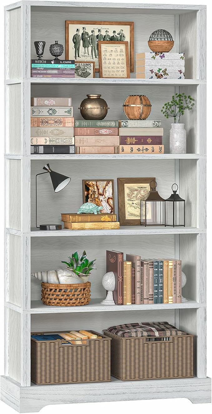 TVU 5-Shelf Wood Bookcase, 65 Inch Tall Bookshelf by Makesyouabetterlife