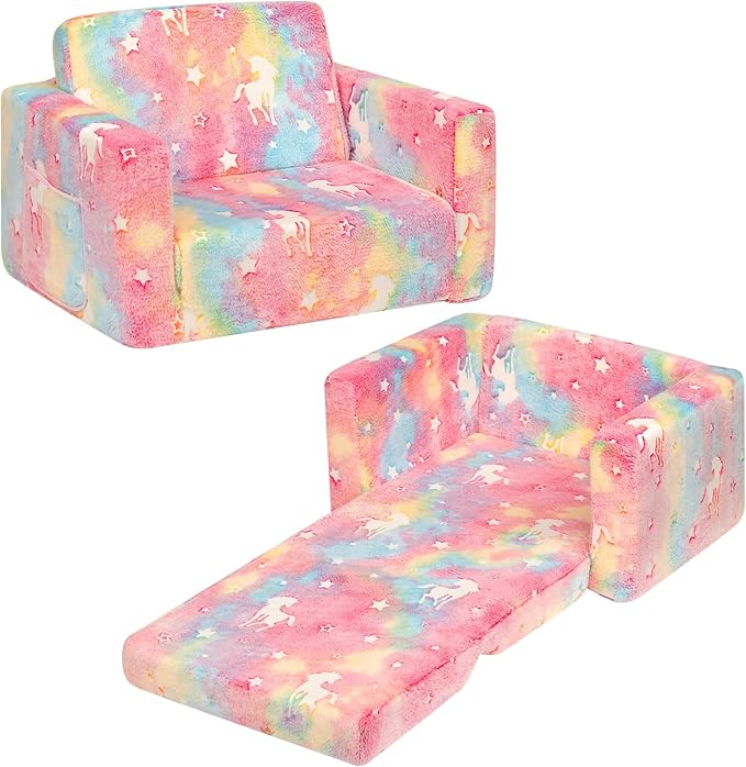 ALIMORDEN 2-in-1 Flip Out Cuddly Sherpa Toddler Couch, Convertible Sofa to by ALIMORDEN