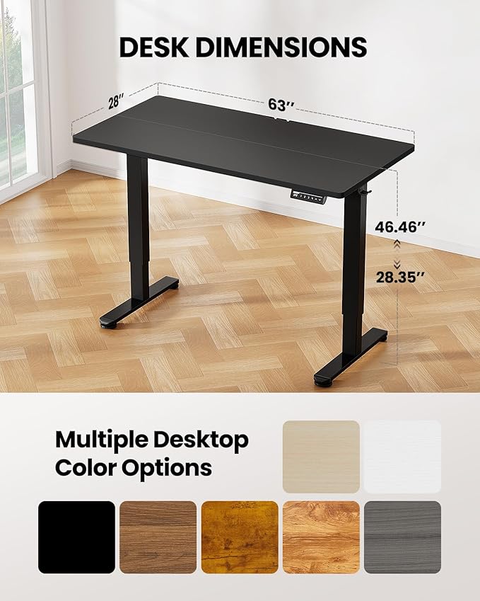 ErGear Height Adjustable Electric Standing Desk, 63 x 27.5 Inches Sit Stand up - Image 3