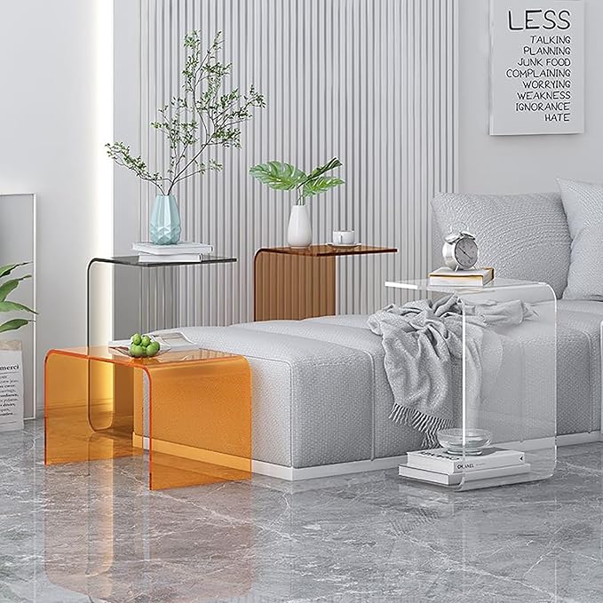 Acrylic End Table, C-Shape Acrylic Side Table Small Simple Clear Side Table - Image 6