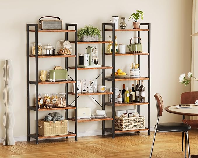 Casaottima Triple 5 Tier Bookshelf, Large Bookcase - Image 7