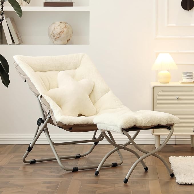 Welnow Comfy Saucer Chair with Ottoman, Oversized Folding Reading Chair - Image 8