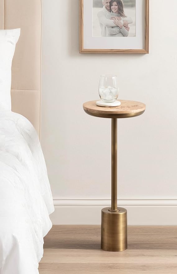 Kate and Laurel Xyler Modern Round Wood and Metal Drink Table, Burlwood and - Image 4