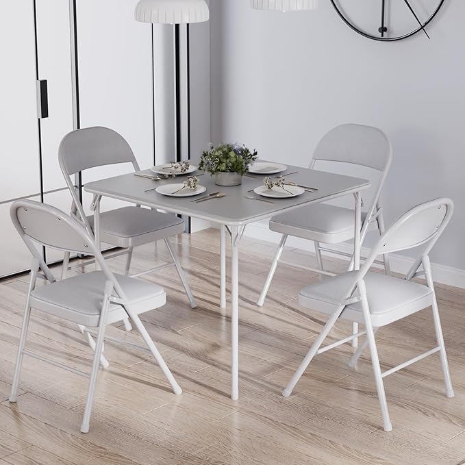 VECELO Portable Folding Card Table Square and Chair Set - Image 2