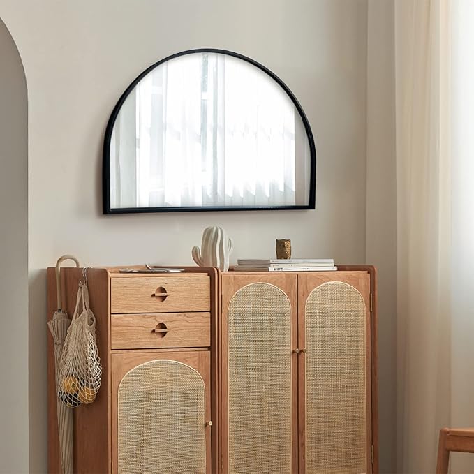 WAMIRRO Minimalist Black Arched Mirror, Large Farmhouse Bathroom Fireplace - Image 8