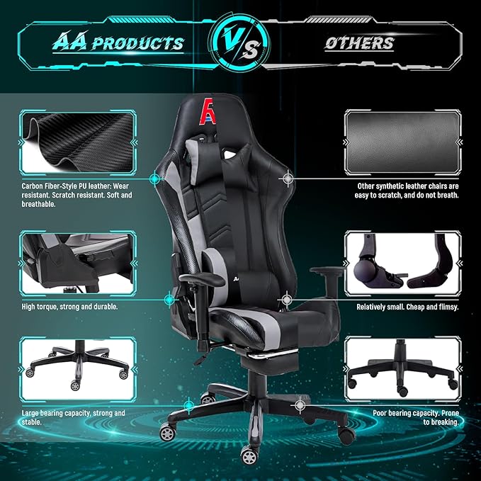 AA Products Gaming Chair Ergonomic High Back Computer Racing Chair Adjustable - Image 6
