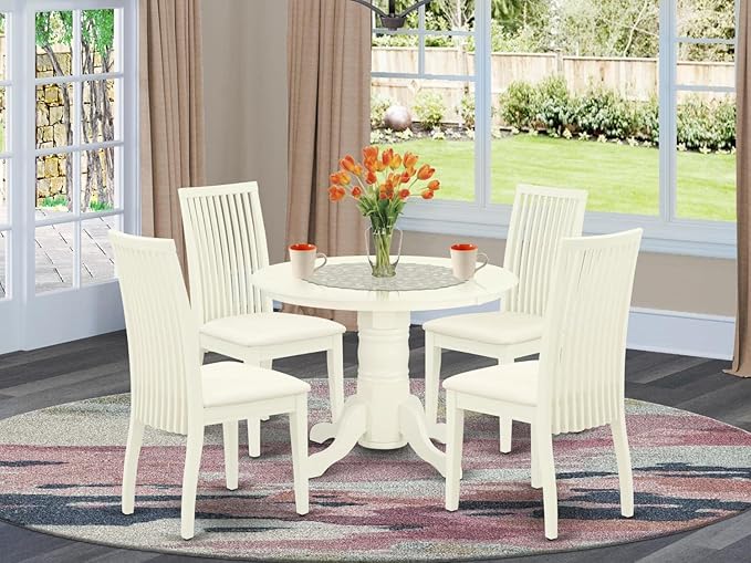 East West Furniture SHIP5-WHI-C 5 Piece Dining Room Furniture Set Includes a - Image 6