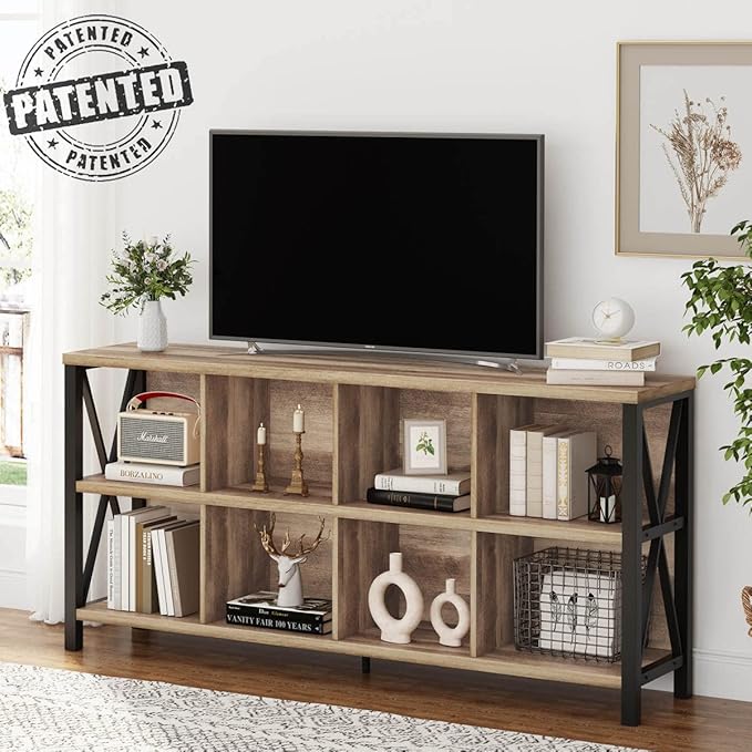 FATORRI 8 Cube Storage Organizer Bookshelf, Rustic Wood Cubby Bookcase - Image 3