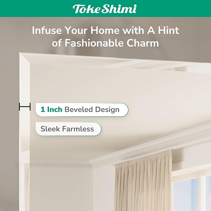 TokeShimi 24x32 Beveled Bathroom Mirror Frameless, Tempered Rectangle Bathroom - Image 5