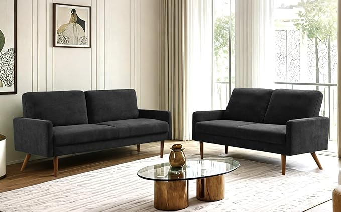 Kent 2 Piece Velvet Sofa and Loveseat Set, European Style by ContainerDirect