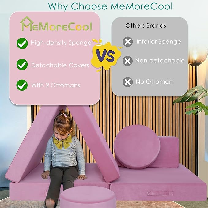 MeMoreCool 8-Piece Modular Kids Play Couch - Image 4