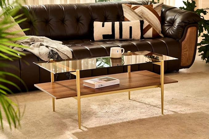 Shrine Rectangle Coffee Table, Mid-Century Modern Design, 2-Tier Structure - Image 4