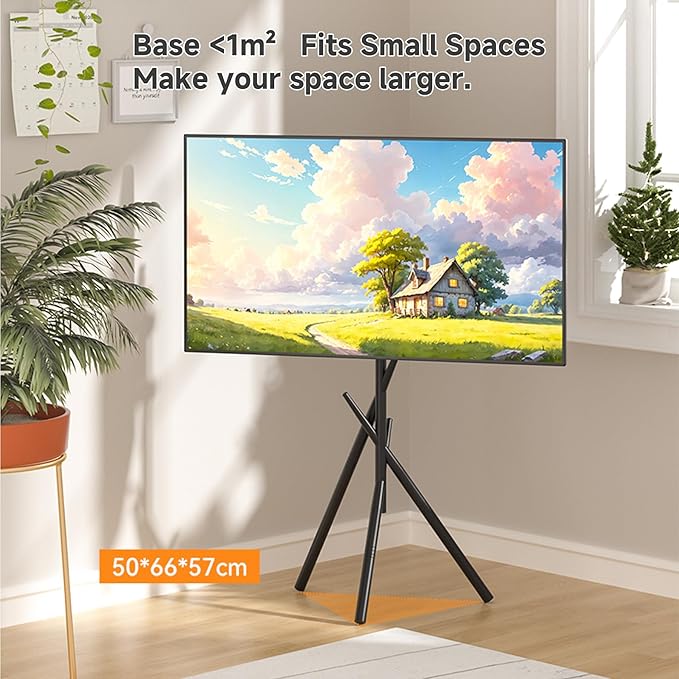 Easel Art TV cart for 43-90 inch TVs Triangular 3-Leg TV Cart - Image 5