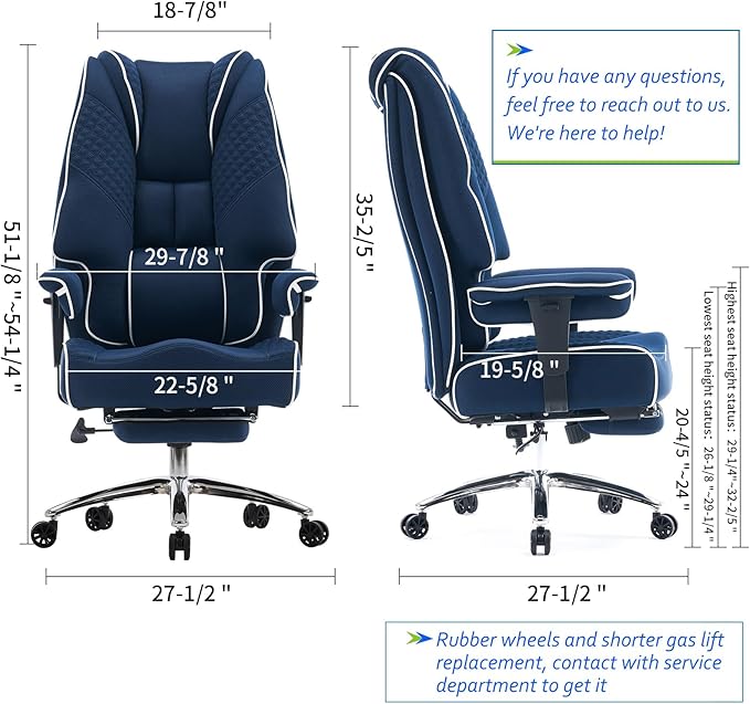 Big and Tall Office Chair 400lbs Wide Seat, Leather High Back Executive Office - Image 2
