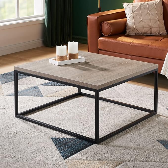CENSI 30"x30" Grey Wash Accent Coffee Table Ottoman - Image 4