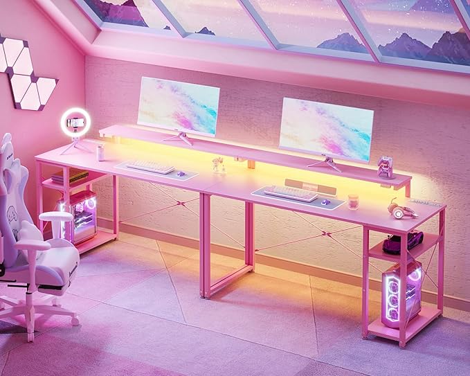 MOTPK 48 Inch Gaming Desk with Storage & Led Lights, Computer Desk with Power - Image 8