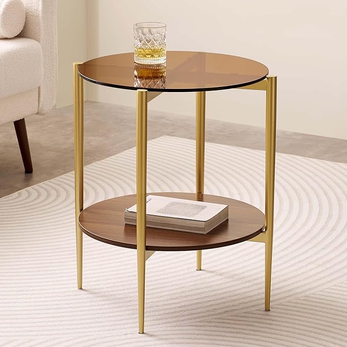 Round Glass End Table, Mid-Century Modern Design Sofa Table - Image 3