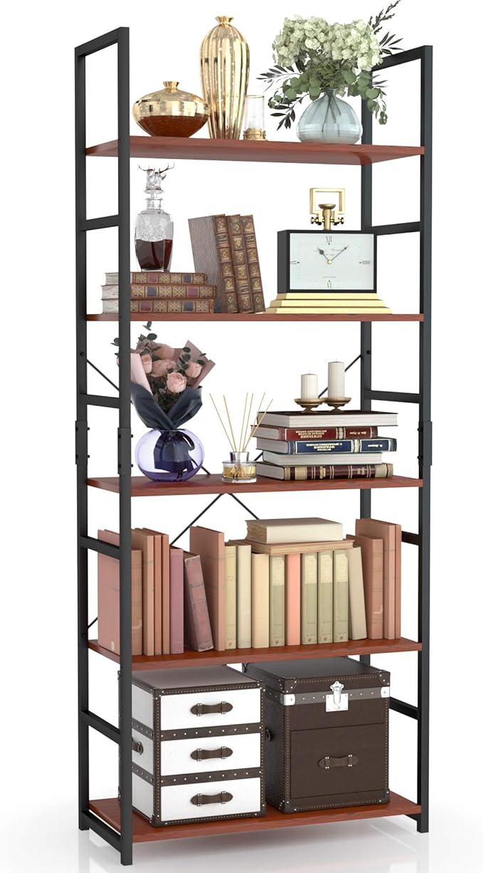 NUMENN 5 Tier Bookshelf, Tall Bookcase Shelf Storage Organizer, Modern Book by NUMENN