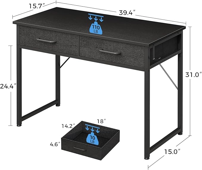 Casaottima 40 Inch Small Office Computer Desk - Image 3