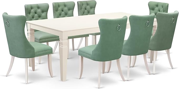 East West Furniture LGDA9-LWH-22 9 Piece Dining Set Consists of a Rectangle by EastWestFurniture