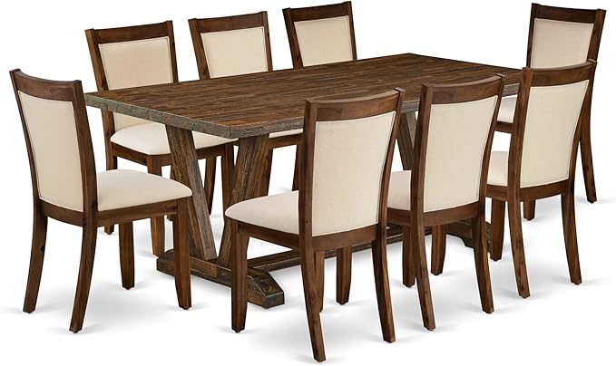 East West Furniture V777MZN32-9 9 Piece Dining Room Furniture Set Includes a by EastWestFurniture
