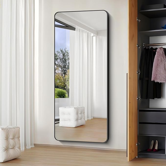 Large Bathroom Mirror, 72x30 inch Black Rectangle Mirror, Metal Frame - Image 5
